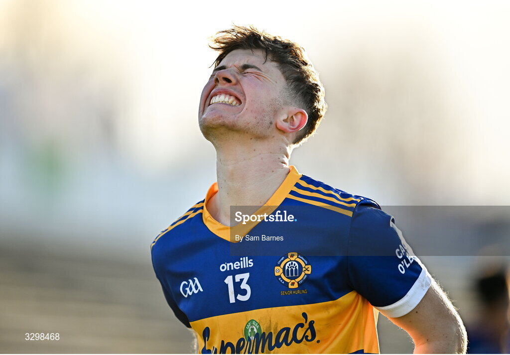 23 November 2025; Cillian Dunne of Clough Ballacolla dejected after his side's defeat in the AIB Leinster GAA Hurling Senior Club Championship semi-final match between Shamrocks Ballyhale and Clough Ballacolla at UPMC Nowlan Park in Kilkenny. Photo by Sam Barnes/Sportsfile