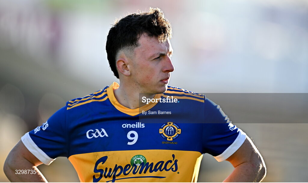 23 November 2025; Kevin Mulhall of Clough Ballacolla  dejected after his side's defeat in the AIB Leinster GAA Hurling Senior Club Championship semi-final match between Shamrocks Ballyhale and Clough Ballacolla at UPMC Nowlan Park in Kilkenny. Photo by Sam Barnes/Sportsfile