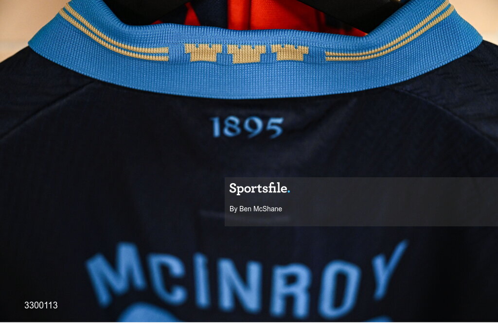 27 November 2025; A detailed view of the jersey of Kerr McInroy of Shelbourne before the UEFA Conference League 2025/26 league phase match between AZ Alkmaar and Shelbourne at AFAS Stadion in Alkmaar, Netherlands. Photo by Ben McShane/Sportsfile