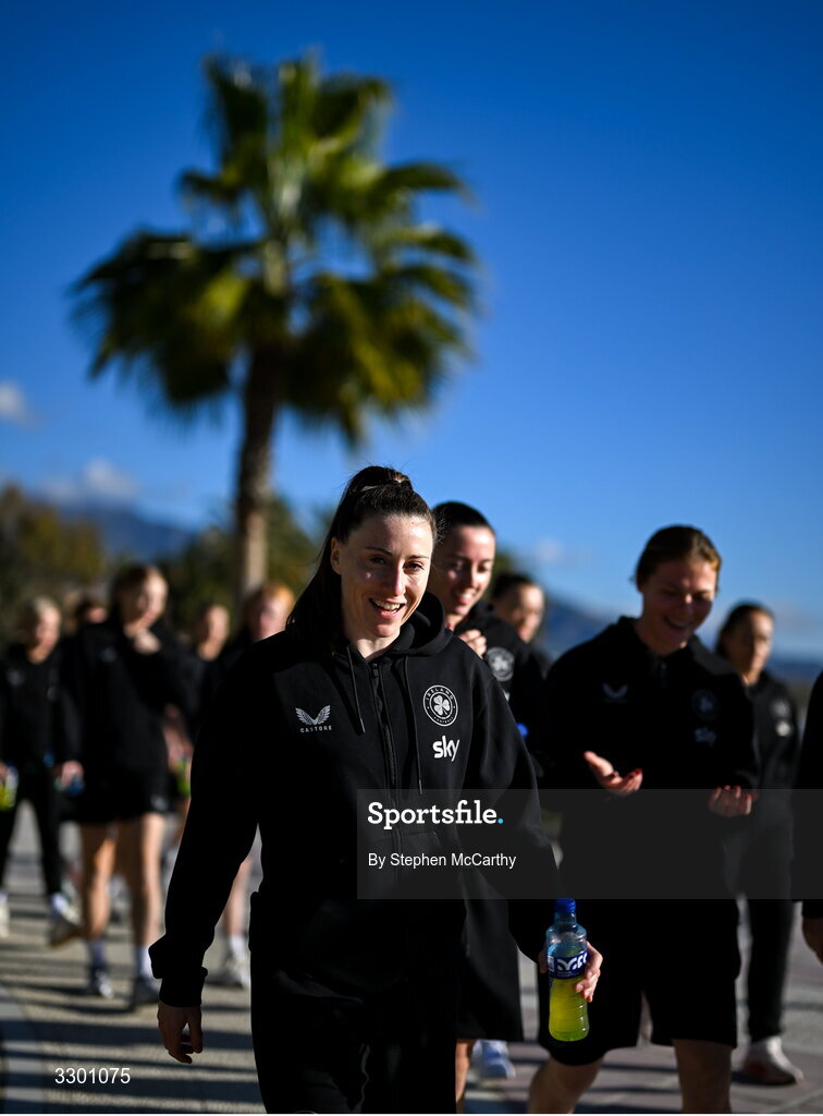 29 November 2025; Republic of Ireland's Lucy Quinn during a team walk near their hotel before the women's international friendly match between Republic of Ireland and Hungary at Marbella Football Centre in Marbella, Spain. Photo by Stephen McCarthy/Sportsfile