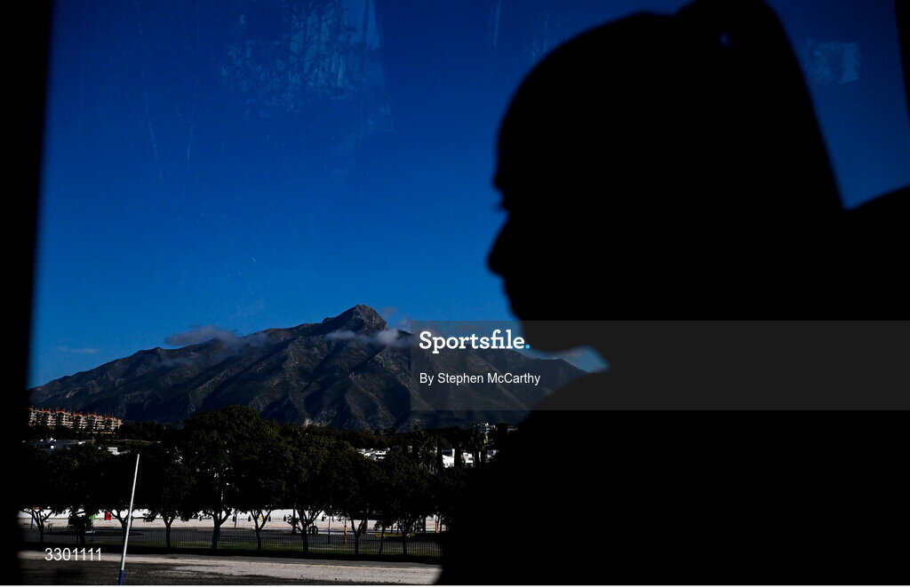 29 November 2025; Chloe Mustaki of Republic of Ireland before the women's international friendly match between Republic of Ireland and Hungary at Marbella Football Centre in Marbella, Spain. Photo by Stephen McCarthy/Sportsfile