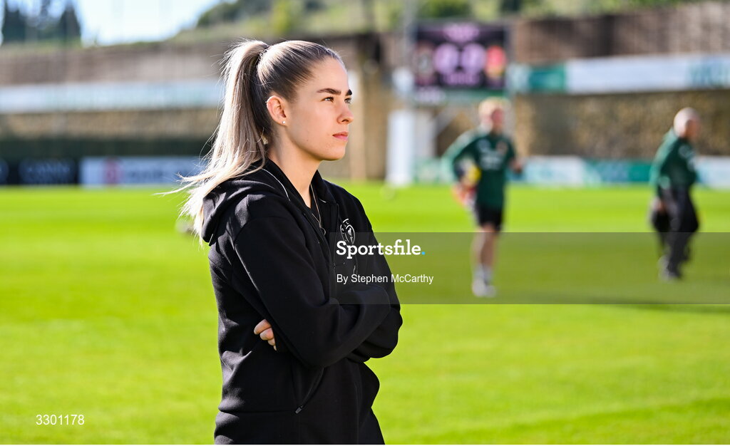 29 November 2025; Tara O'Hanlon of Republic of Ireland before the women's international friendly match between Republic of Ireland and Hungary at Marbella Football Centre in Marbella, Spain. Photo by Stephen McCarthy/Sportsfile