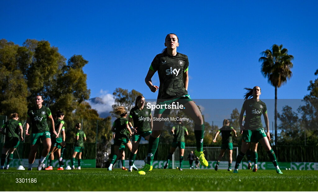 29 November 2025; Abbie Larkin of Republic of Ireland before the women's international friendly match between Republic of Ireland and Hungary at Marbella Football Centre in Marbella, Spain. Photo by Stephen McCarthy/Sportsfile