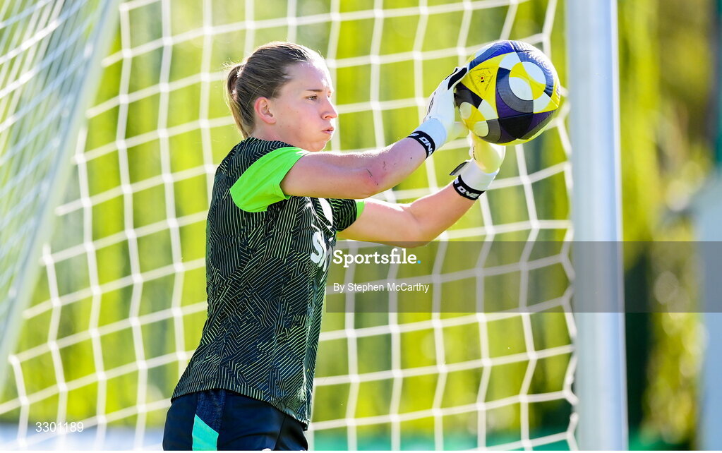 29 November 2025; Republic of Ireland goalkeeper Sophie Whitehouse before the women's international friendly match between Republic of Ireland and Hungary at Marbella Football Centre in Marbella, Spain. Photo by Stephen McCarthy/Sportsfile