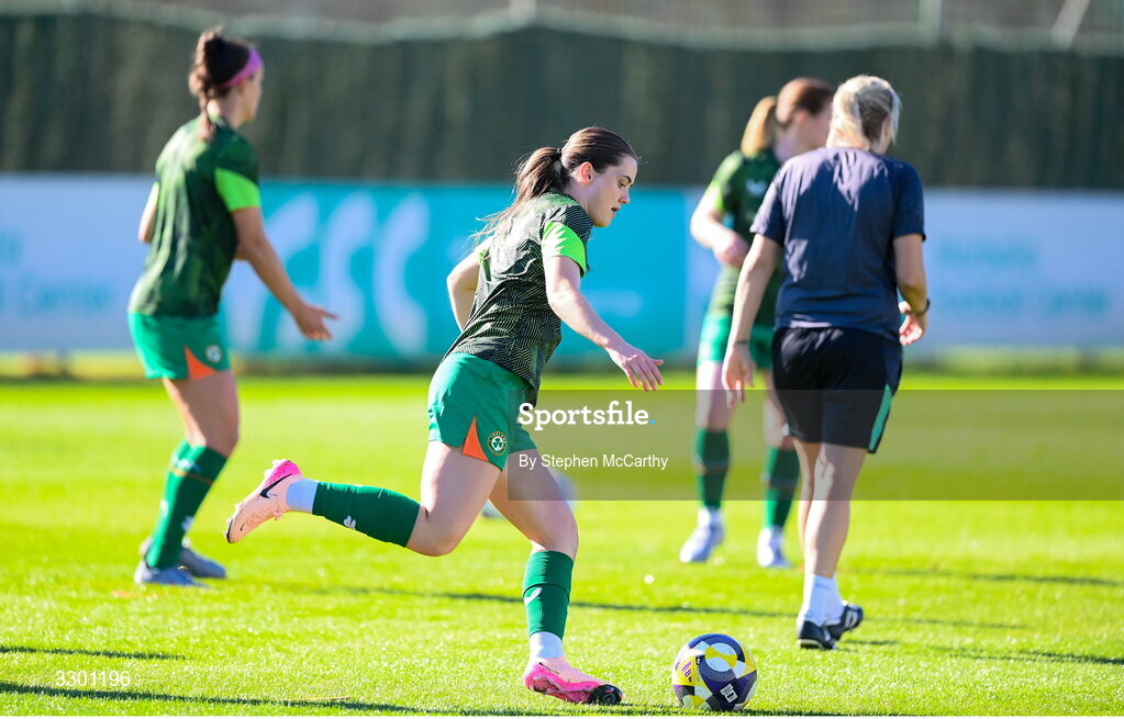 29 November 2025; Tyler Toland of Republic of Ireland before the women's international friendly match between Republic of Ireland and Hungary at Marbella Football Centre in Marbella, Spain. Photo by Stephen McCarthy/Sportsfile