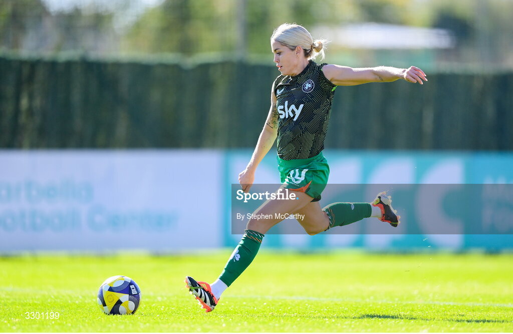 29 November 2025; Denise O’Sullivan of Republic of Ireland before the women's international friendly match between Republic of Ireland and Hungary at Marbella Football Centre in Marbella, Spain. Photo by Stephen McCarthy/Sportsfile