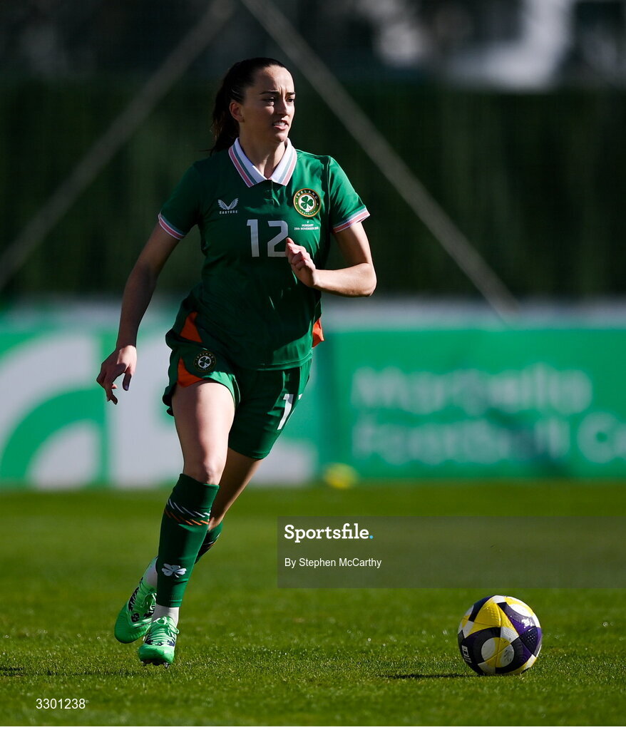 29 November 2025; Anna Patten of Republic of Ireland during the women's international friendly match between Republic of Ireland and Hungary at Marbella Football Centre in Marbella, Spain. Photo by Stephen McCarthy/Sportsfile
