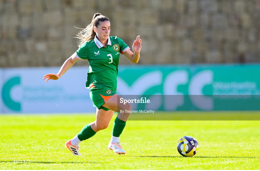 29 November 2025; Chloe Mustaki of Republic of Ireland during the women's international friendly match between Republic of Ireland and Hungary at Marbella Football Centre in Marbella, Spain. Photo by Stephen McCarthy/Sportsfile