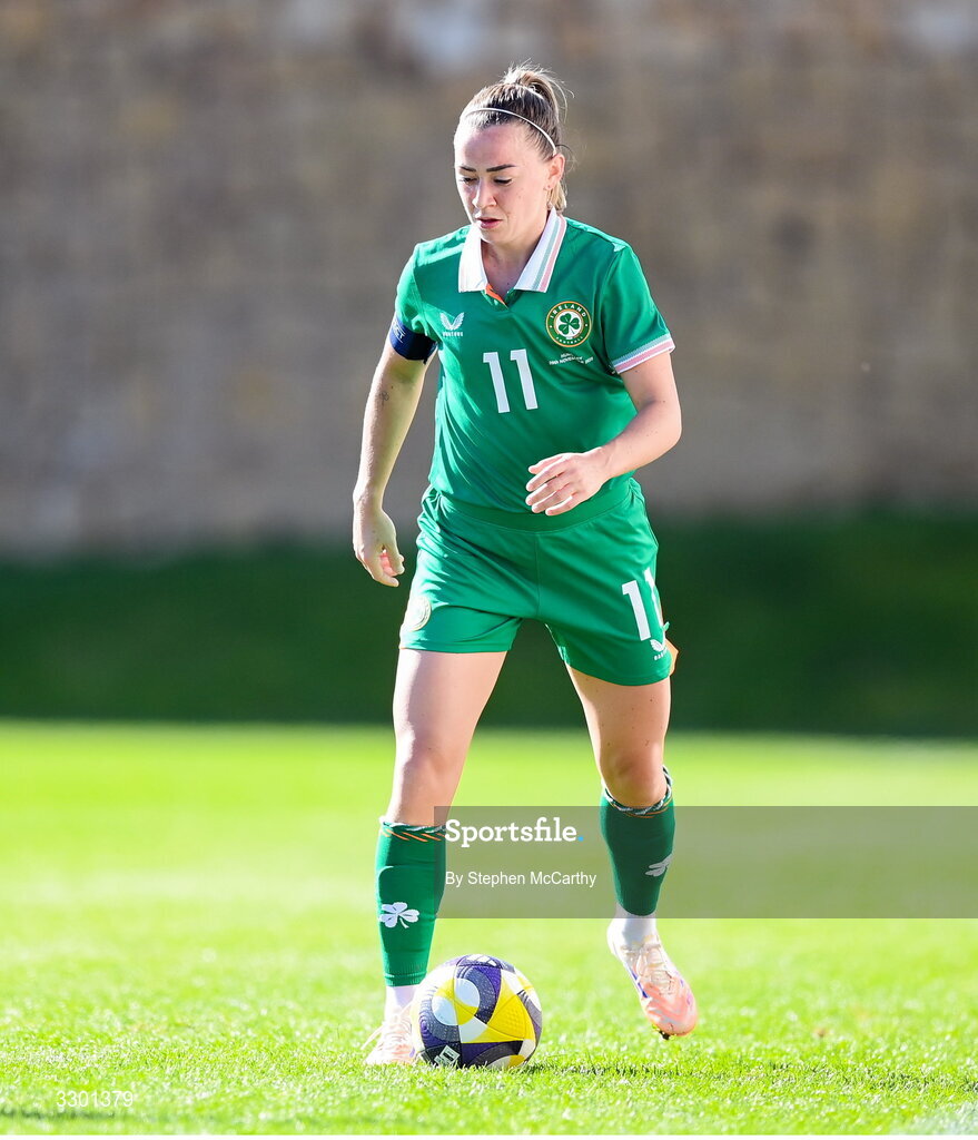 29 November 2025; Katie McCabe of Republic of Ireland during the women's international friendly match between Republic of Ireland and Hungary at Marbella Football Centre in Marbella, Spain. Photo by Stephen McCarthy/Sportsfile