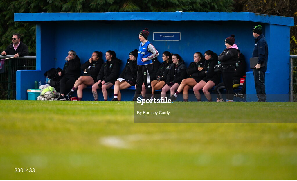 29 November 2025; Cromane manager Anna Maria O'Donoghue during the AIB All-Ireland Ladies Football Club Junior Club Championship semi-final match between Cavan Gaels of Cavan and Cromane of Kerry at Terry Coyle Park in Cavan. Photo by Ramsey Cardy/Sportsfile