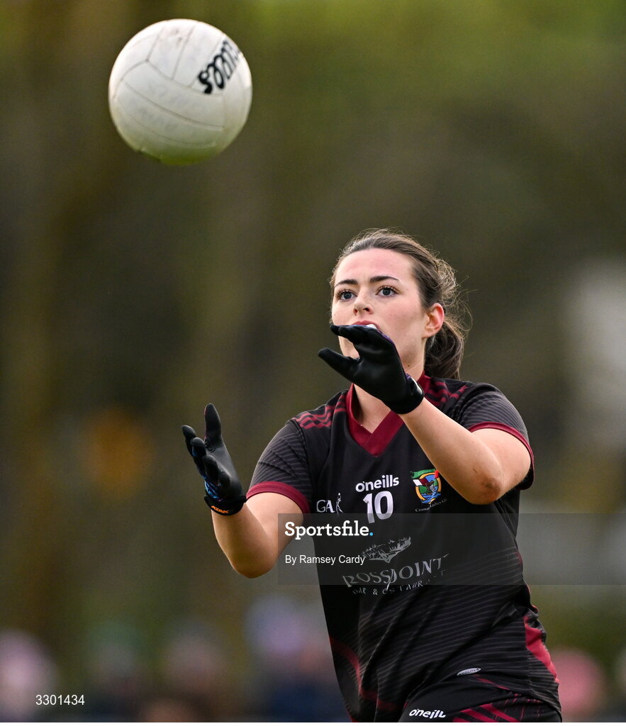 29 November 2025; Mairín Duffy of Cromane during the AIB All-Ireland Ladies Football Club Junior Club Championship semi-final match between Cavan Gaels of Cavan and Cromane of Kerry at Terry Coyle Park in Cavan. Photo by Ramsey Cardy/Sportsfile