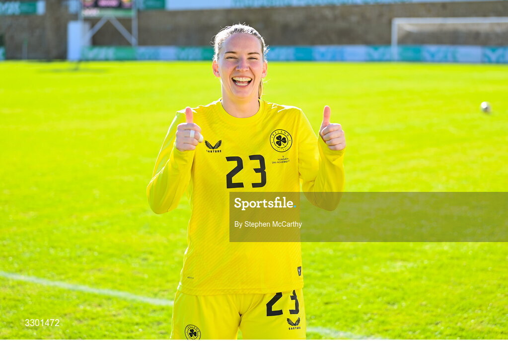 29 November 2025; Republic of Ireland goalkeeper Sophie Whitehouse after the women's international friendly match between Republic of Ireland and Hungary at Marbella Football Centre in Marbella, Spain. Photo by Stephen McCarthy/Sportsfile