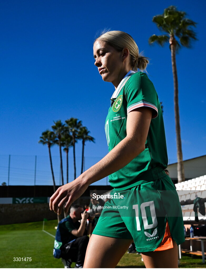 29 November 2025; Denise O’Sullivan of Republic of Ireland before the women's international friendly match between Republic of Ireland and Hungary at Marbella Football Centre in Marbella, Spain. Photo by Stephen McCarthy/Sportsfile
