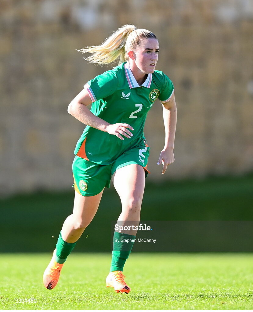 29 November 2025; Jessie Stapleton of Republic of Ireland during the women's international friendly match between Republic of Ireland and Hungary at Marbella Football Centre in Marbella, Spain. Photo by Stephen McCarthy/Sportsfile