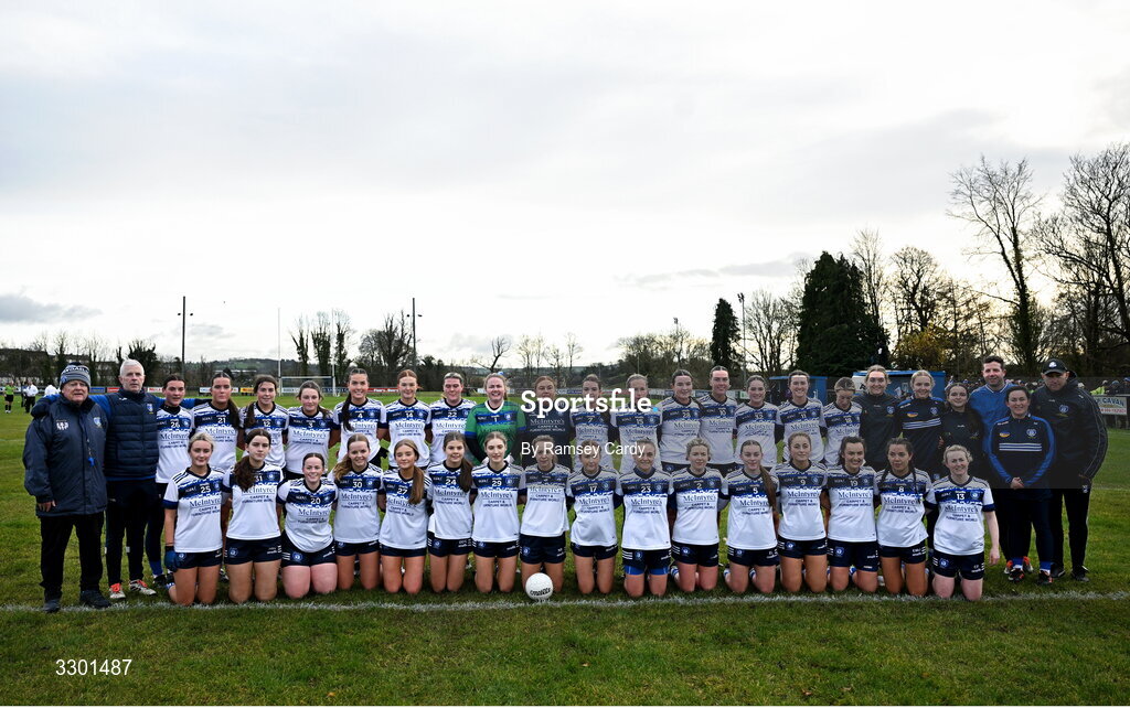 29 November 2025; The Cavan Gaels team before the AIB All-Ireland Ladies Football Club Junior Club Championship semi-final match between Cavan Gaels of Cavan and Cromane of Kerry at Terry Coyle Park in Cavan. Photo by Ramsey Cardy/Sportsfile