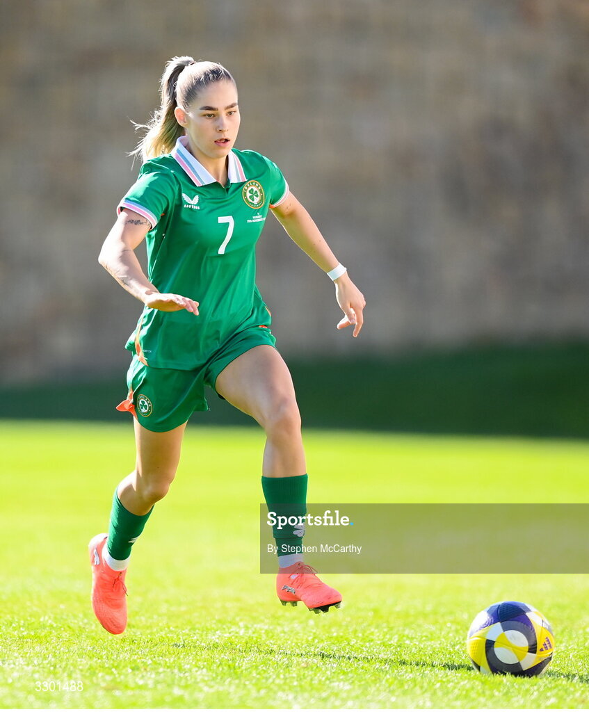 29 November 2025; Tara O'Hanlon of Republic of Ireland during the women's international friendly match between Republic of Ireland and Hungary at Marbella Football Centre in Marbella, Spain. Photo by Stephen McCarthy/Sportsfile