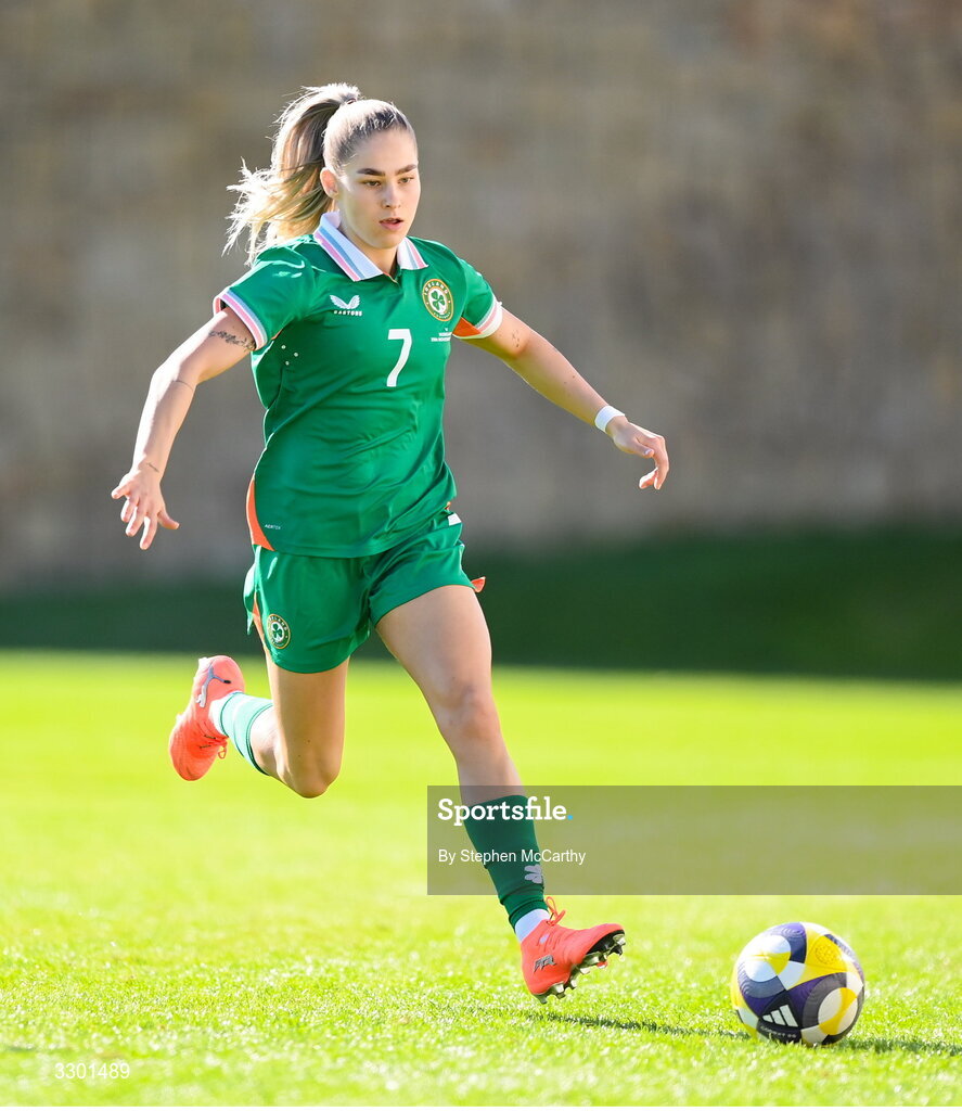 29 November 2025; Tara O'Hanlon of Republic of Ireland during the women's international friendly match between Republic of Ireland and Hungary at Marbella Football Centre in Marbella, Spain. Photo by Stephen McCarthy/Sportsfile