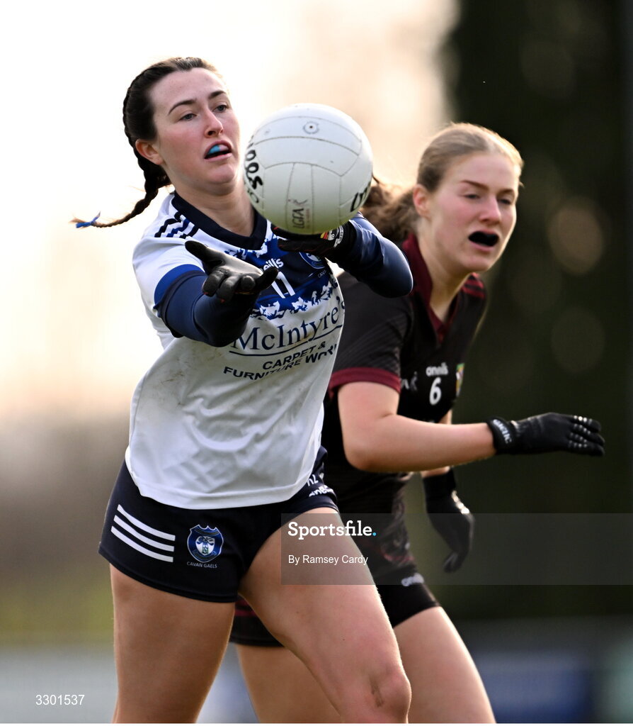 29 November 2025; Katie Leddy of Cavan Gaels during the AIB All-Ireland Ladies Football Club Junior Club Championship semi-final match between Cavan Gaels of Cavan and Cromane of Kerry at Terry Coyle Park in Cavan. Photo by Ramsey Cardy/Sportsfile