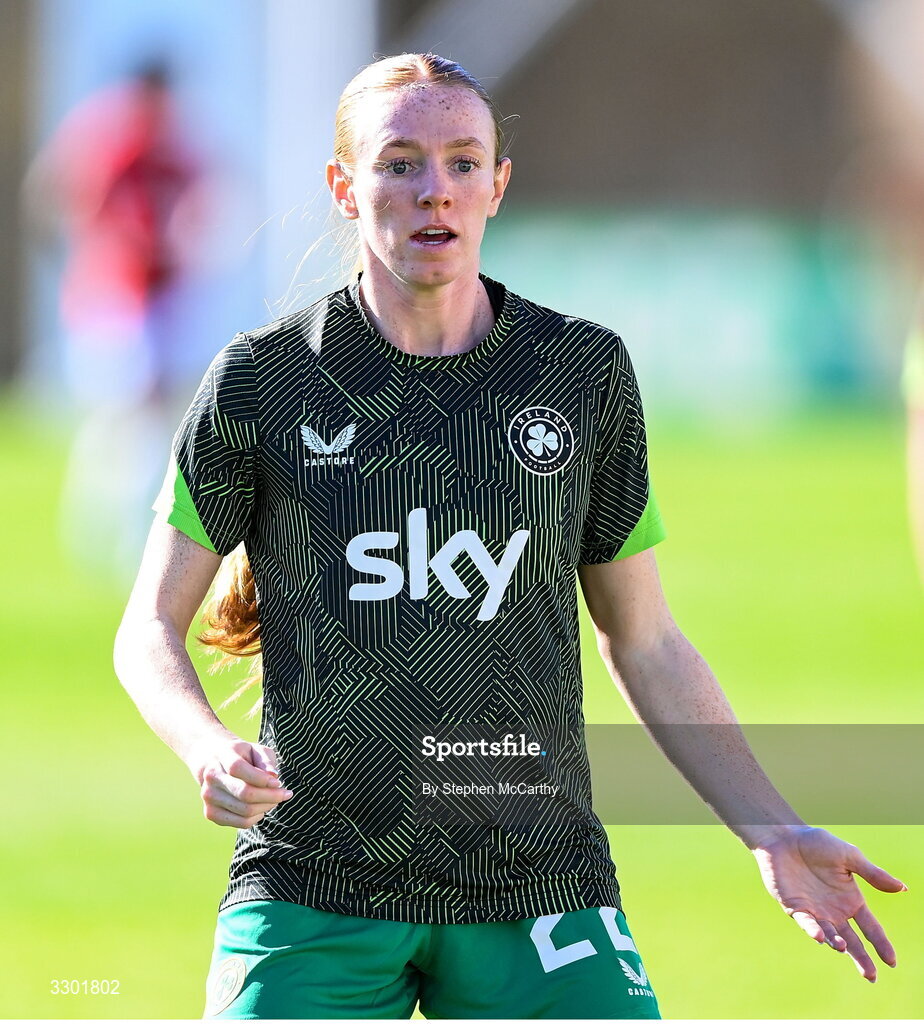 29 November 2025; Kelly Brady of Republic of Ireland warms up before the women's international friendly match between Republic of Ireland and Hungary at Marbella Football Centre in Marbella, Spain. Photo by Stephen McCarthy/Sportsfile