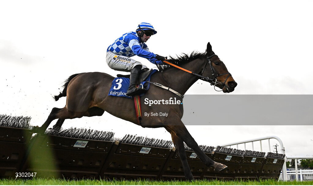 29 November 2025; Eyetrap, with Kevin Sexton up, during the Kettles Country House Hotel Maiden Hurdle on day one of the Fairyhouse Winter Festival at Fairyhouse Racecourse in Meath. Photo by Seb Daly/Sportsfile