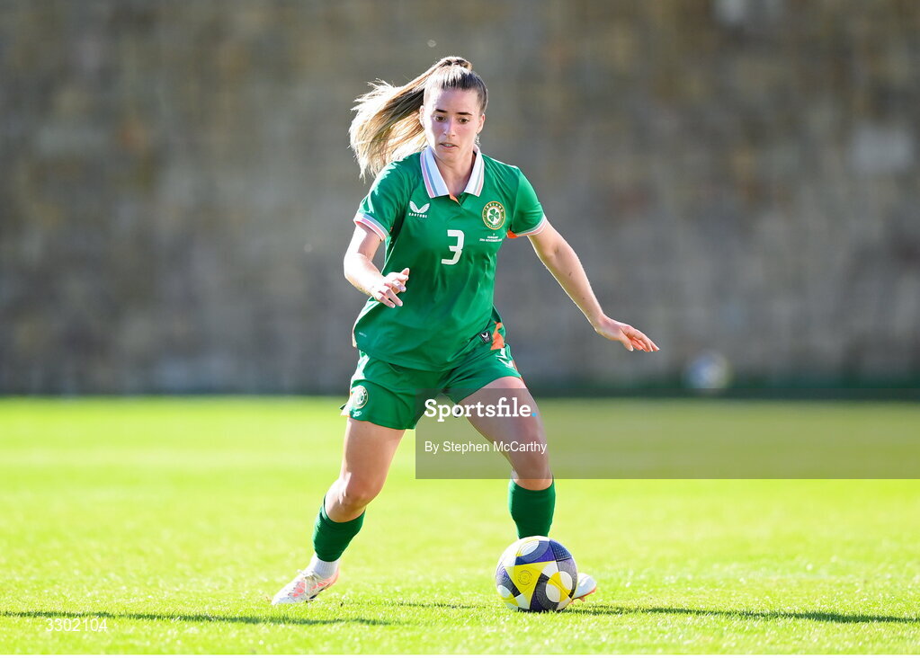 29 November 2025; Chloe Mustaki of Republic of Ireland during the women's international friendly match between Republic of Ireland and Hungary at Marbella Football Centre in Marbella, Spain. Photo by Stephen McCarthy/Sportsfile
