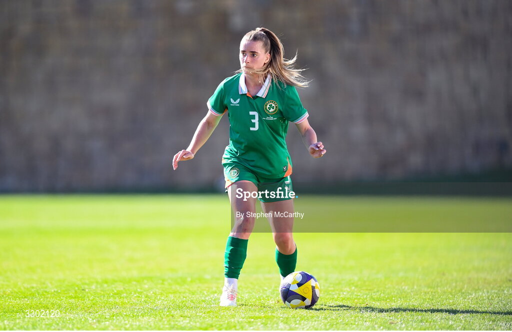 29 November 2025; Chloe Mustaki of Republic of Ireland during the women's international friendly match between Republic of Ireland and Hungary at Marbella Football Centre in Marbella, Spain. Photo by Stephen McCarthy/Sportsfile