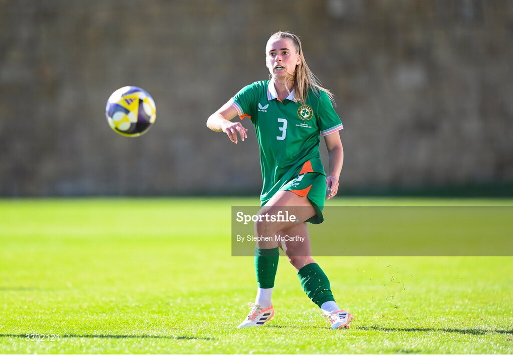 29 November 2025; Chloe Mustaki of Republic of Ireland during the women's international friendly match between Republic of Ireland and Hungary at Marbella Football Centre in Marbella, Spain. Photo by Stephen McCarthy/Sportsfile