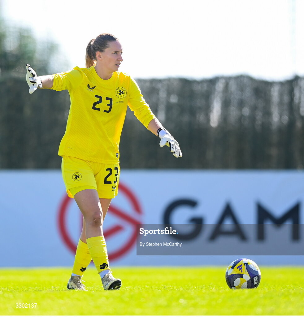 29 November 2025; Republic of Ireland goalkeeper Sophie Whitehouse during the women's international friendly match between Republic of Ireland and Hungary at Marbella Football Centre in Marbella, Spain. Photo by Stephen McCarthy/Sportsfile