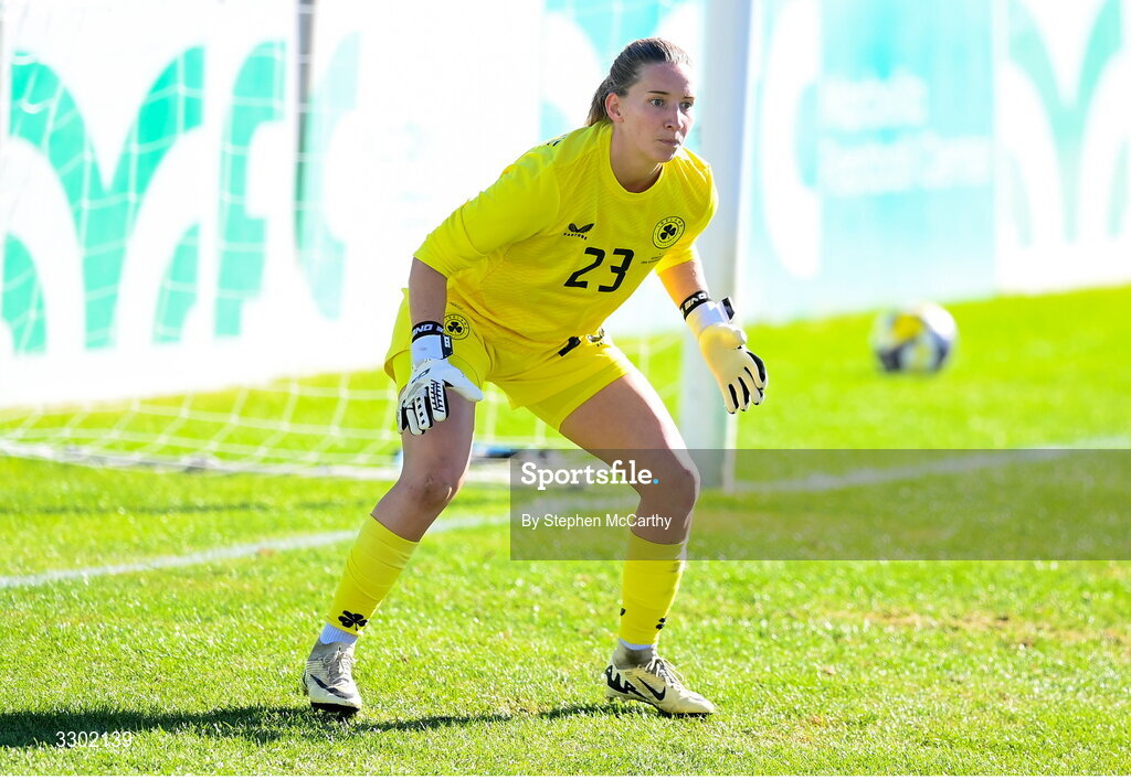 29 November 2025; Republic of Ireland goalkeeper Sophie Whitehouse during the women's international friendly match between Republic of Ireland and Hungary at Marbella Football Centre in Marbella, Spain. Photo by Stephen McCarthy/Sportsfile
