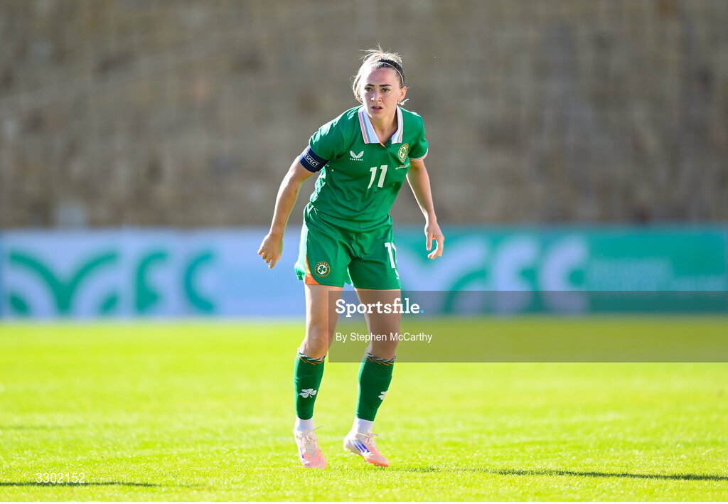 29 November 2025; Katie McCabe of Republic of Ireland during the women's international friendly match between Republic of Ireland and Hungary at Marbella Football Centre in Marbella, Spain. Photo by Stephen McCarthy/Sportsfile