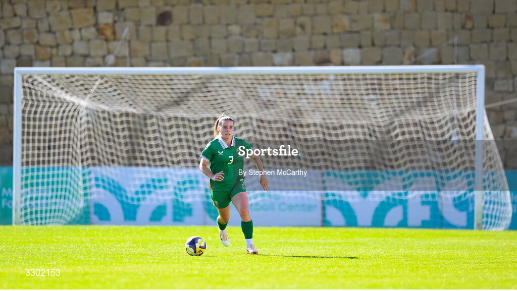 29 November 2025; Chloe Mustaki of Republic of Ireland during the women's international friendly match between Republic of Ireland and Hungary at Marbella Football Centre in Marbella, Spain. Photo by Stephen McCarthy/Sportsfile