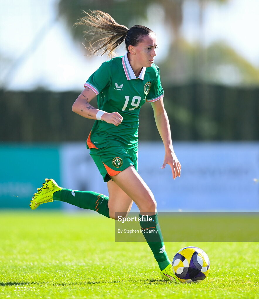 29 November 2025; Abbie Larkin of Republic of Ireland during the women's international friendly match between Republic of Ireland and Hungary at Marbella Football Centre in Marbella, Spain. Photo by Stephen McCarthy/Sportsfile