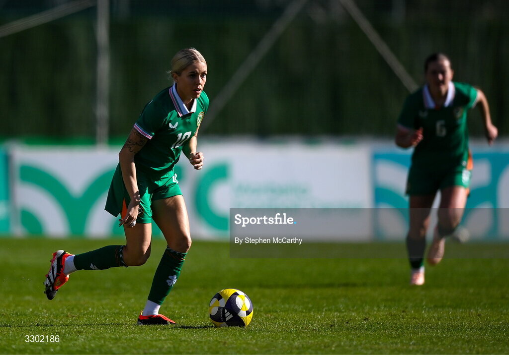 29 November 2025; Denise O’Sullivan of Republic of Ireland during the women's international friendly match between Republic of Ireland and Hungary at Marbella Football Centre in Marbella, Spain. Photo by Stephen McCarthy/Sportsfile