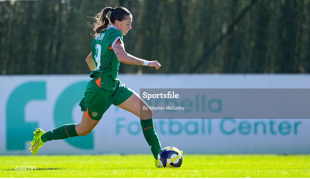 29 November 2025; Abbie Larkin of Republic of Ireland during the women's international friendly match between Republic of Ireland and Hungary at Marbella Football Centre in Marbella, Spain. Photo by Stephen McCarthy/Sportsfile