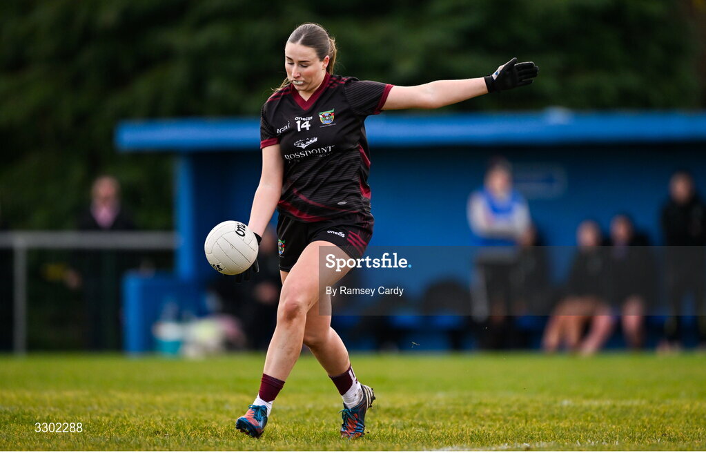 29 November 2025; Eimear Burke of Cromane during the AIB All-Ireland Ladies Football Club Junior Club Championship semi-final match between Cavan Gaels of Cavan and Cromane of Kerry at Terry Coyle Park in Cavan. Photo by Ramsey Cardy/Sportsfile
