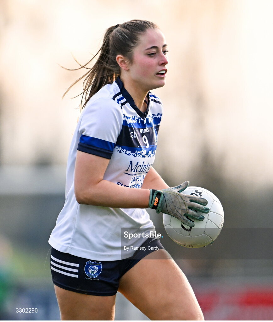 29 November 2025; Sarah Clarke of Cavan Gaels during the AIB All-Ireland Ladies Football Club Junior Club Championship semi-final match between Cavan Gaels of Cavan and Cromane of Kerry at Terry Coyle Park in Cavan. Photo by Ramsey Cardy/Sportsfile