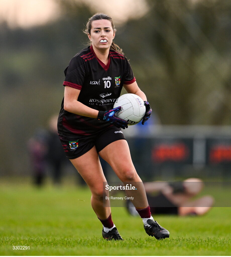 29 November 2025; Mairín Duffy of Cromane during the AIB All-Ireland Ladies Football Club Junior Club Championship semi-final match between Cavan Gaels of Cavan and Cromane of Kerry at Terry Coyle Park in Cavan. Photo by Ramsey Cardy/Sportsfile