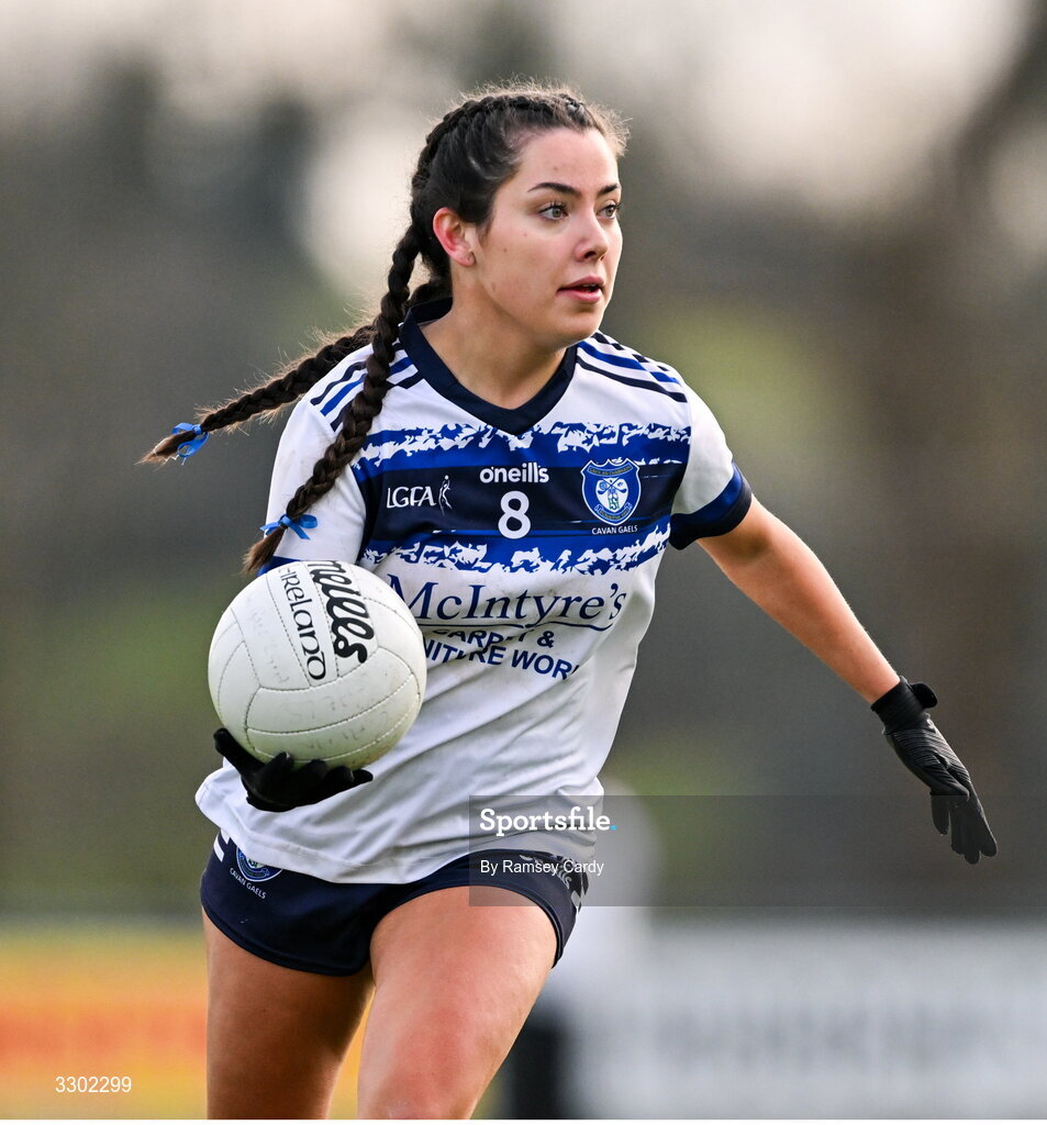 29 November 2025; Emma McIntyre of Cavan Gaels during the AIB All-Ireland Ladies Football Club Junior Club Championship semi-final match between Cavan Gaels of Cavan and Cromane of Kerry at Terry Coyle Park in Cavan. Photo by Ramsey Cardy/Sportsfile