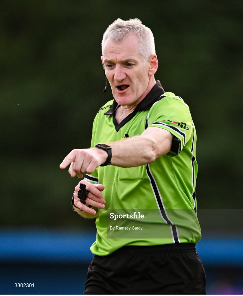 29 November 2025; Referee Philip Conway during the AIB All-Ireland Ladies Football Club Junior Club Championship semi-final match between Cavan Gaels of Cavan and Cromane of Kerry at Terry Coyle Park in Cavan. Photo by Ramsey Cardy/Sportsfile