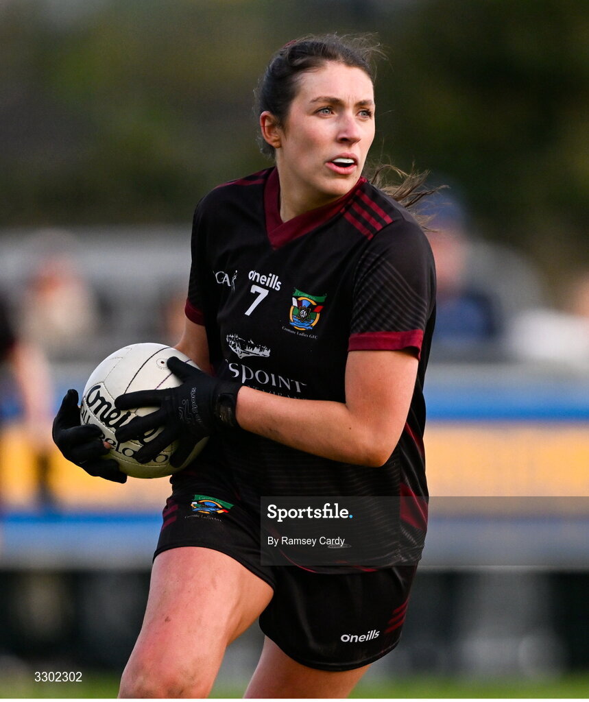 29 November 2025; Shannon Foley of Cromane during the AIB All-Ireland Ladies Football Club Junior Club Championship semi-final match between Cavan Gaels of Cavan and Cromane of Kerry at Terry Coyle Park in Cavan. Photo by Ramsey Cardy/Sportsfile