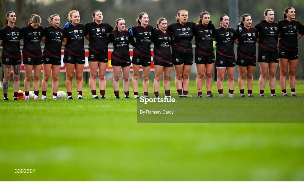29 November 2025; The Cromane team before the AIB All-Ireland Ladies Football Club Junior Club Championship semi-final match between Cavan Gaels of Cavan and Cromane of Kerry at Terry Coyle Park in Cavan. Photo by Ramsey Cardy/Sportsfile