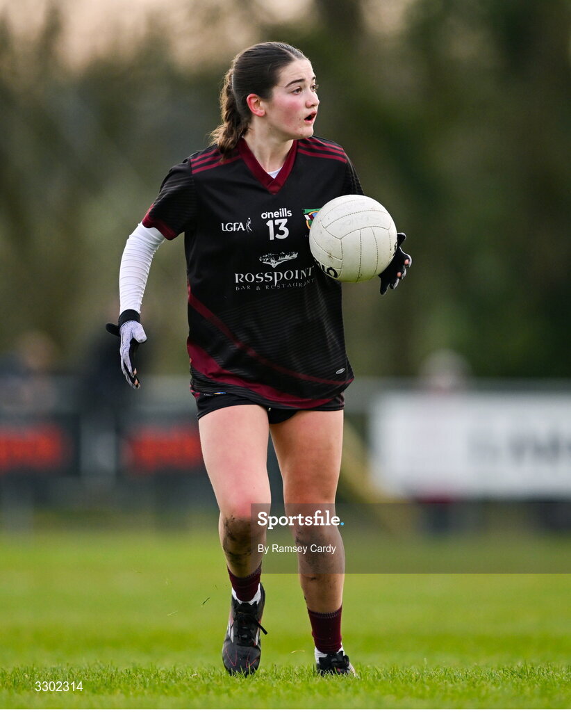 29 November 2025; Roisín Griffin of Cromane during the AIB All-Ireland Ladies Football Club Junior Club Championship semi-final match between Cavan Gaels of Cavan and Cromane of Kerry at Terry Coyle Park in Cavan. Photo by Ramsey Cardy/Sportsfile