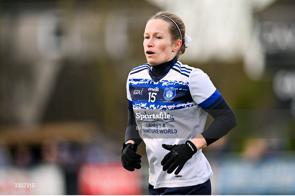 29 November 2025; Marian McGuinness of Cavan Gaels during the AIB All-Ireland Ladies Football Club Junior Club Championship semi-final match between Cavan Gaels of Cavan and Cromane of Kerry at Terry Coyle Park in Cavan. Photo by Ramsey Cardy/Sportsfile