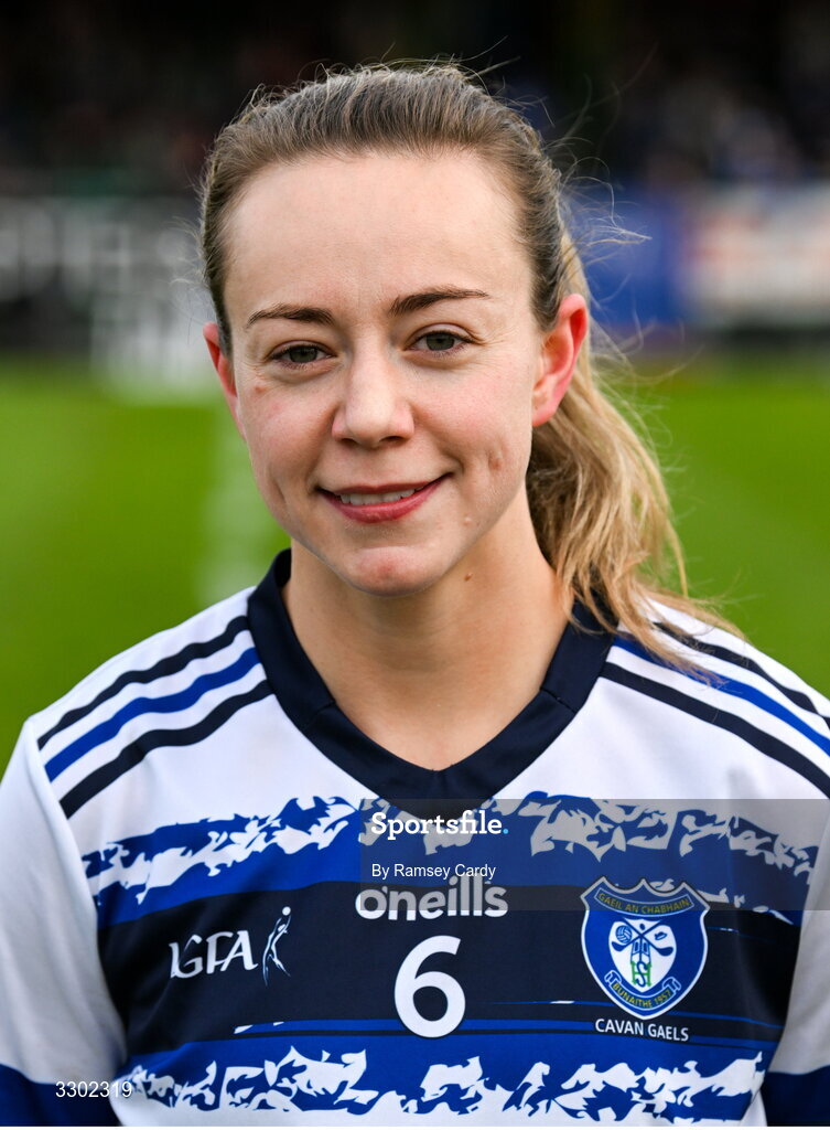 29 November 2025; Cavan Gaels captain Niamh Briody before the AIB All-Ireland Ladies Football Club Junior Club Championship semi-final match between Cavan Gaels of Cavan and Cromane of Kerry at Terry Coyle Park in Cavan. Photo by Ramsey Cardy/Sportsfile