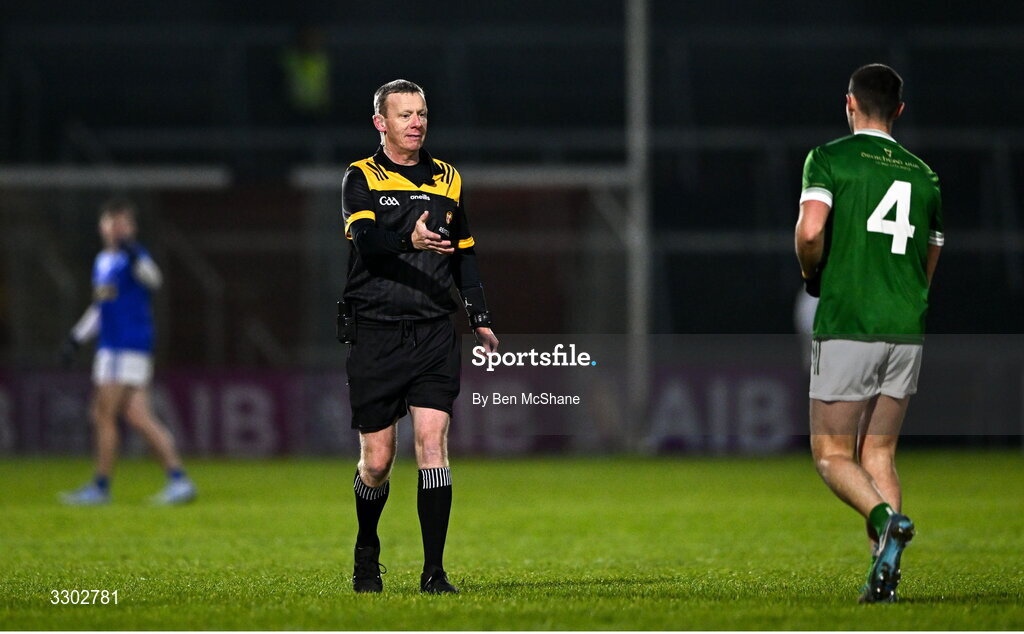30 November 2025; Referee Joe McQuillan during the AIB Ulster GAA Football Senior Club Championship semi-final match between Scotstown and Newbridge at BOX-IT Athletic Grounds in Armagh. Photo by Ben McShane/Sportsfile