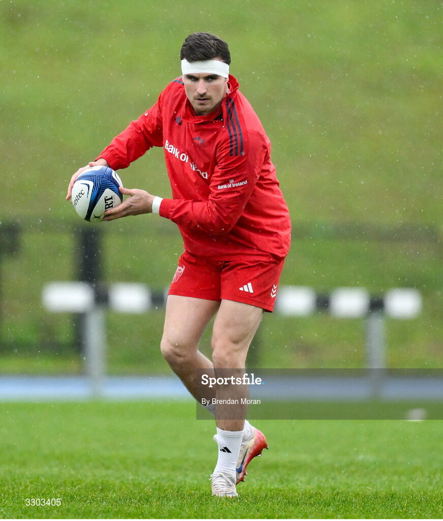1 December 2025; Shane Daly during Munster Rugby squad training at the University of Limerick in Limerick. Photo by Brendan Moran/Sportsfile