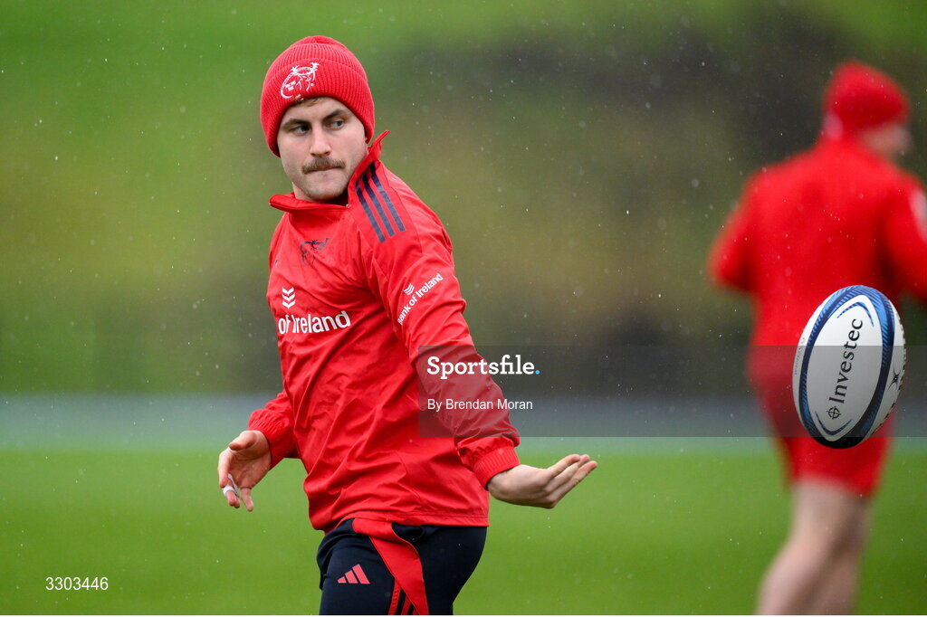 1 December 2025; Craig Casey during Munster Rugby squad training at the University of Limerick in Limerick. Photo by Brendan Moran/Sportsfile