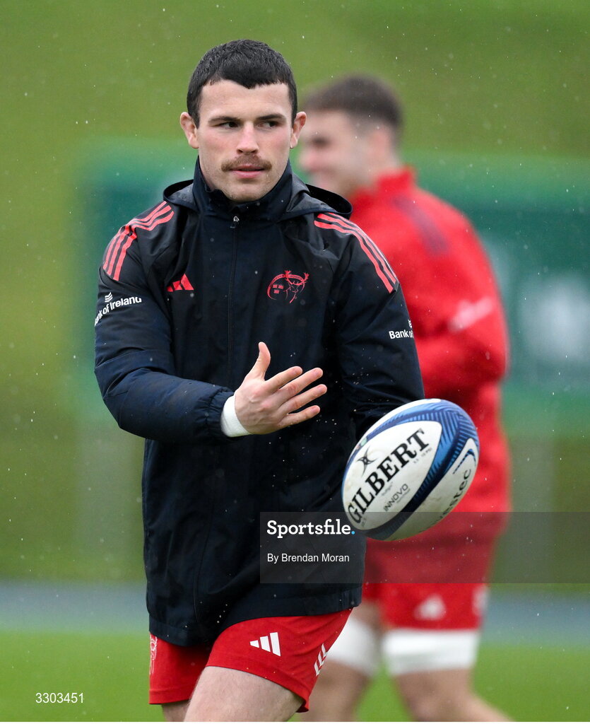 1 December 2025; Calvin Nash during Munster Rugby squad training at the University of Limerick in Limerick. Photo by Brendan Moran/Sportsfile