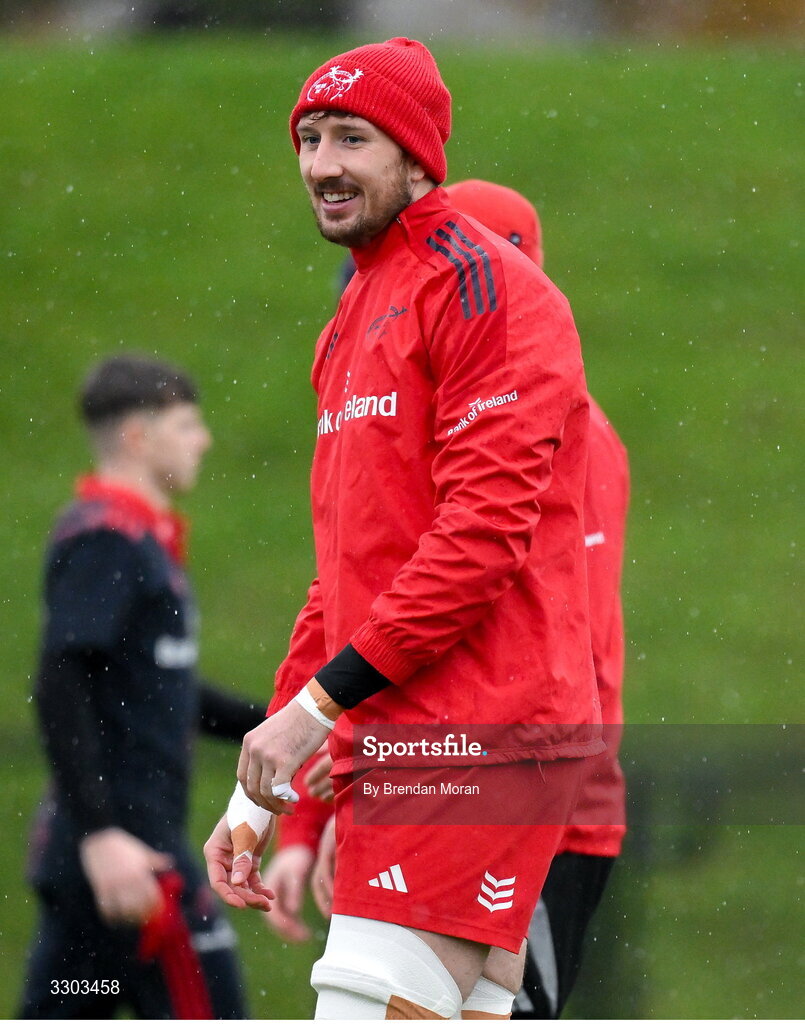 1 December 2025; Tom Ahern during Munster Rugby squad training at the University of Limerick in Limerick. Photo by Brendan Moran/Sportsfile