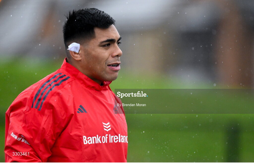 1 December 2025; Michael Ala'alatoa arrives for Munster Rugby squad training at the University of Limerick in Limerick. Photo by Brendan Moran/Sportsfile